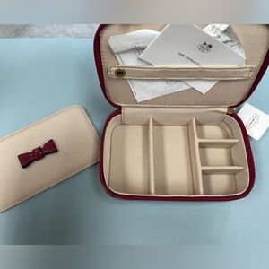 Coach Embossed Leather Jewelry Case - Burgundy